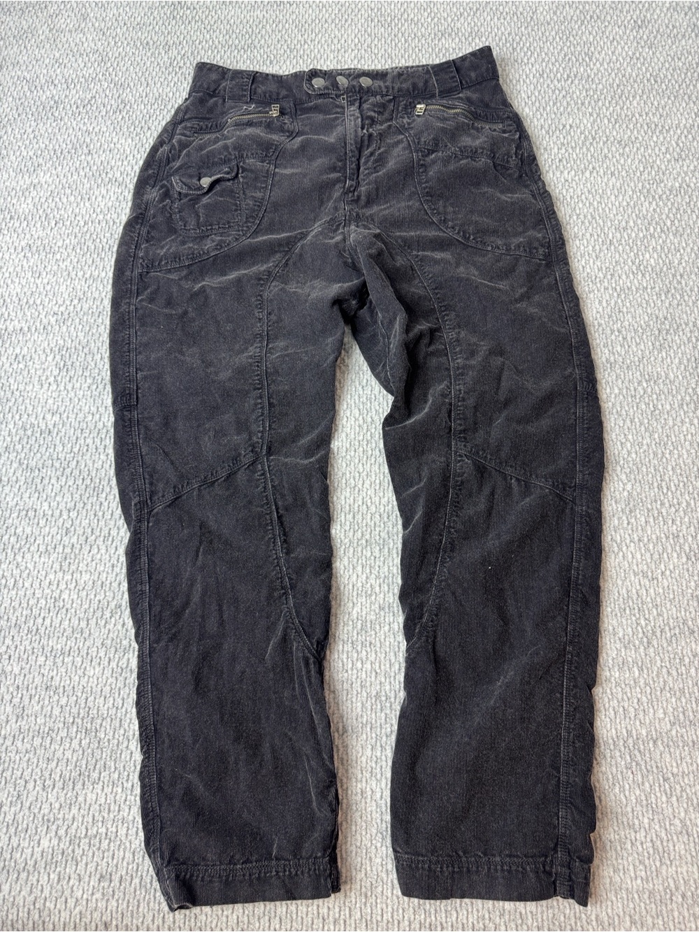 Free People Corduroy Barrel Like Pants Black Sz 4 (30”)
